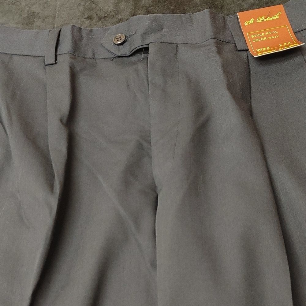 ST. PATRICK NAVY POLY/RAYON PLEATED DRESS SLACK. - Picture 7 of 7